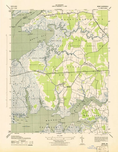 United States Geological Survey Monie, MD (1943, 31680-Scale) digital map