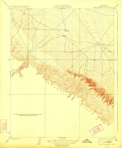 United States Geological Survey Monocline Ridge, CA (1923, 31680-Scale) digital map