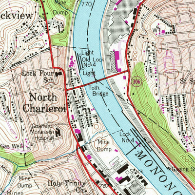 United States Geological Survey Monongahela, PA (1954, 24000-Scale) digital map