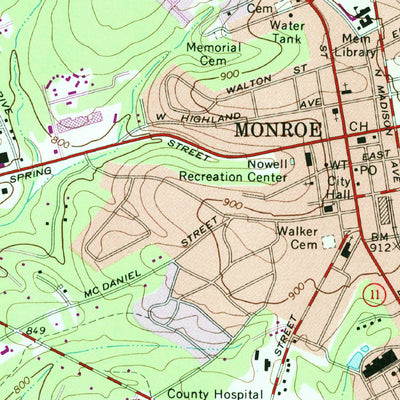 United States Geological Survey Monroe, GA (1964, 24000-Scale) digital map