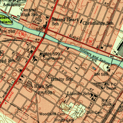 United States Geological Survey Monroe, MI (1952, 24000-Scale) digital map
