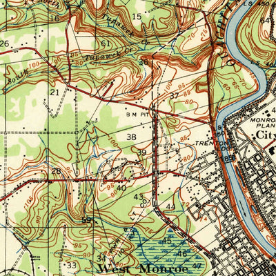 United States Geological Survey Monroe North, LA (1935, 62500-Scale) digital map