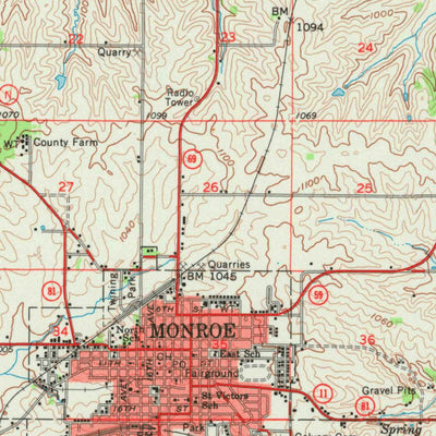 United States Geological Survey Monroe, WI-IL (1962, 62500-Scale) digital map