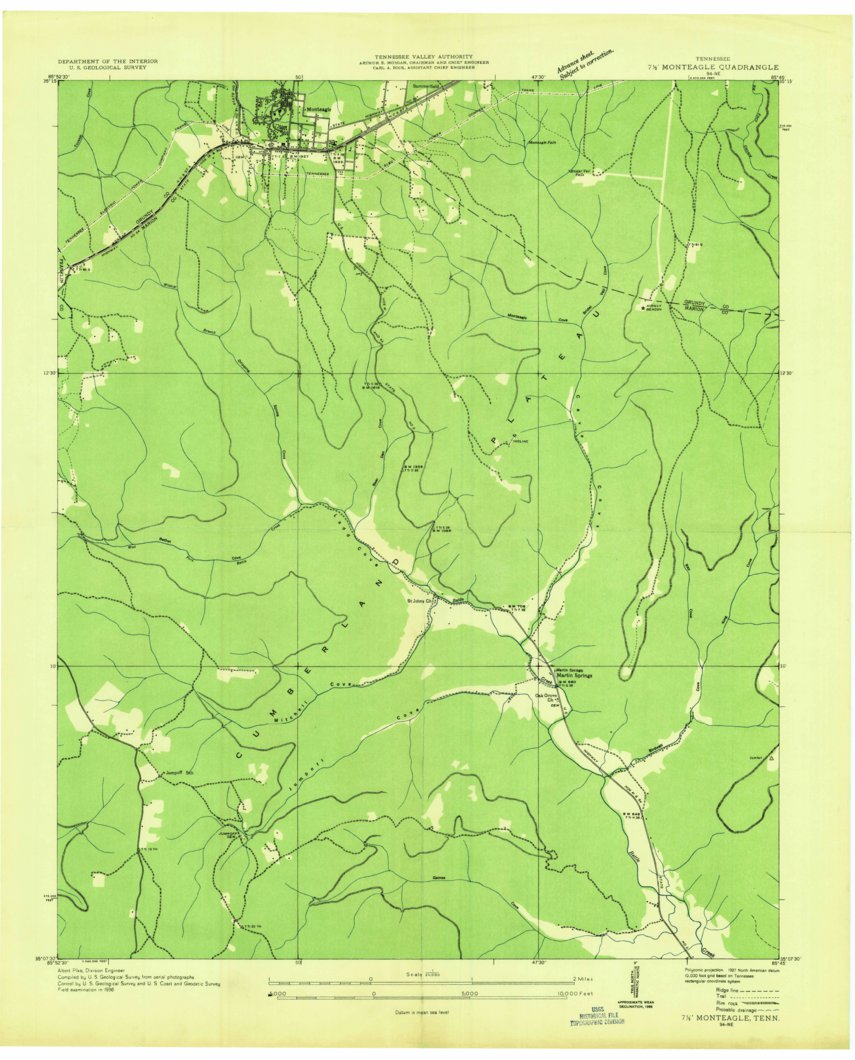 Monteagle, TN (1936, 24000Scale) Map by United States Geological