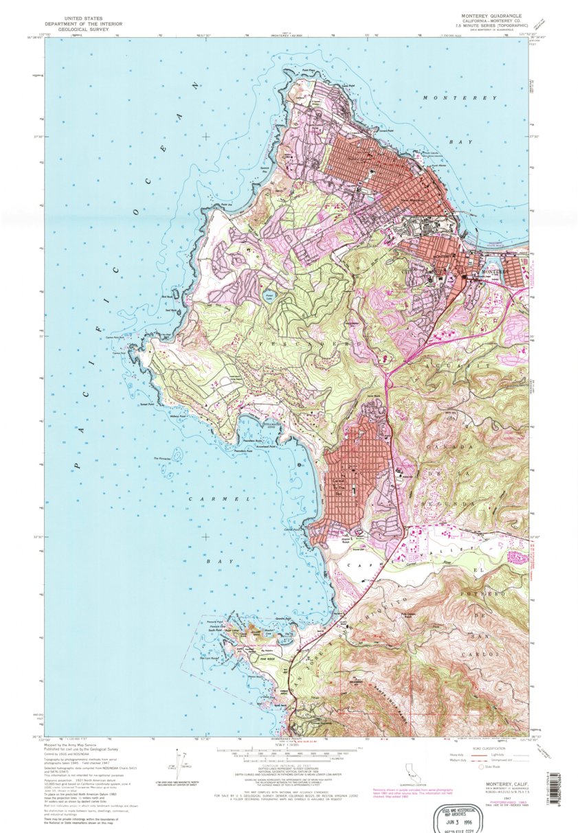 Monterey, CA (1947, 24000-Scale) Map by United States Geological Survey ...