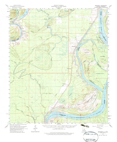 United States Geological Survey Monterey, LA-MS (1961, 62500-Scale) digital map