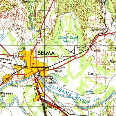 United States Geological Survey Montgomery, AL (1953, 250000-Scale) digital map