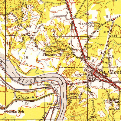 United States Geological Survey Montgomery, LA (1942, 62500-Scale) digital map