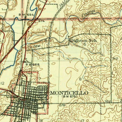 United States Geological Survey Monticello, IL (1943, 62500-Scale) digital map