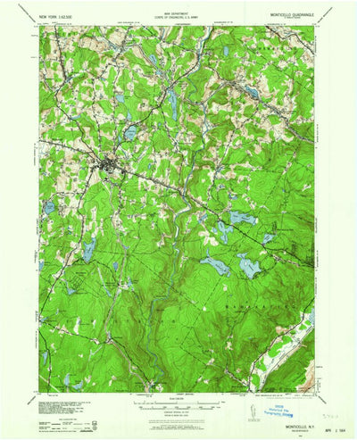 United States Geological Survey Monticello, NY (1943, 62500-Scale) digital map