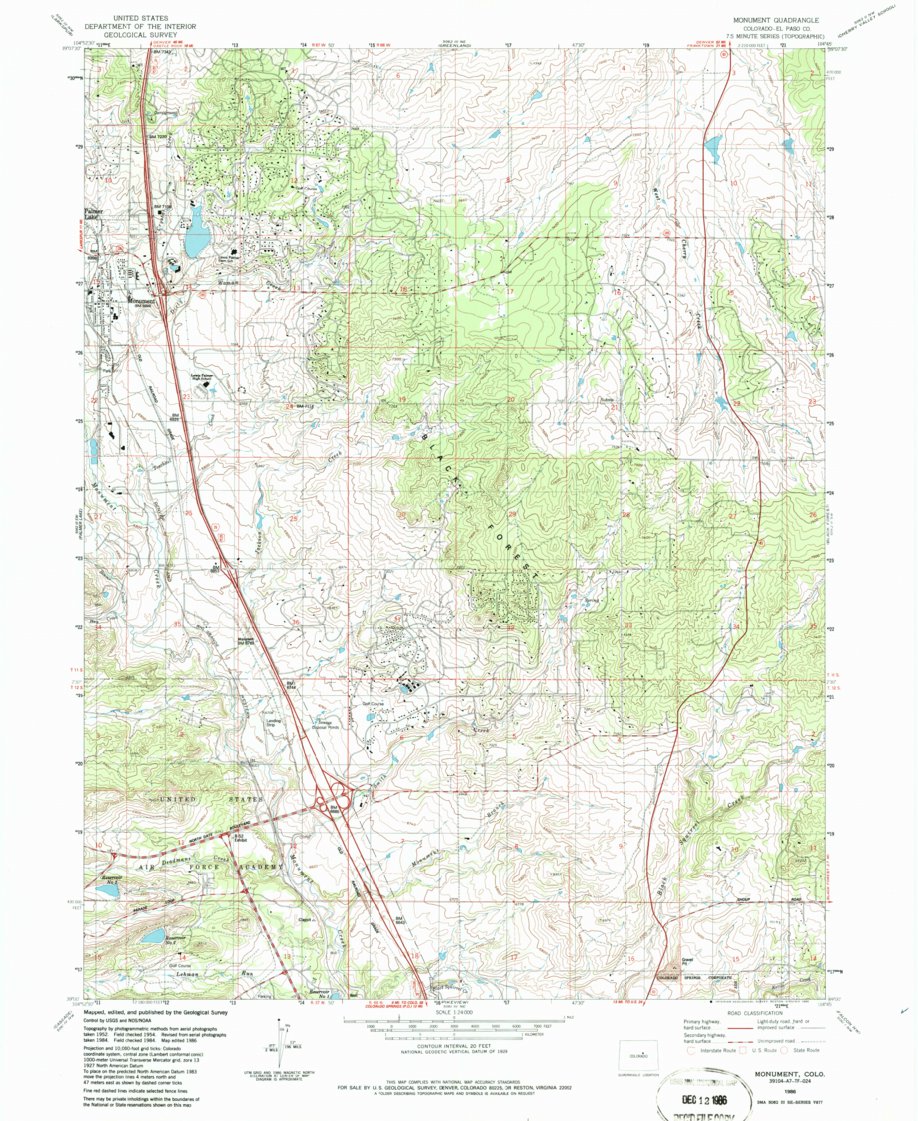 Monument, CO (1986, 24000-Scale) Map by United States Geological Survey ...