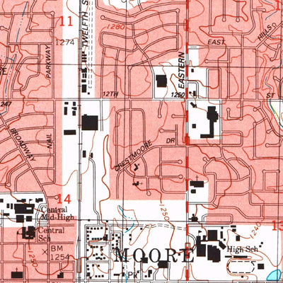 United States Geological Survey Moore, OK (1995, 24000-Scale) digital map