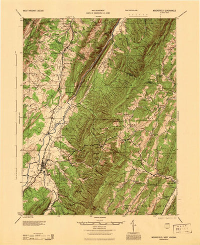 United States Geological Survey Moorefield, WV (1945, 62500-Scale) digital map