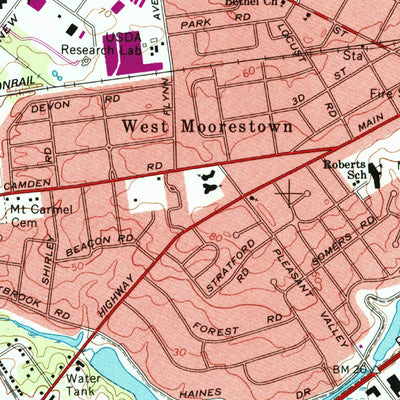 United States Geological Survey Moorestown, NJ (1966, 24000-Scale) digital map