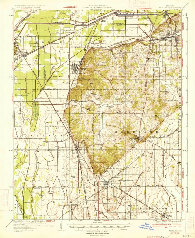 Morley, MO (1934, 62500Scale) Map by United States Geological Survey