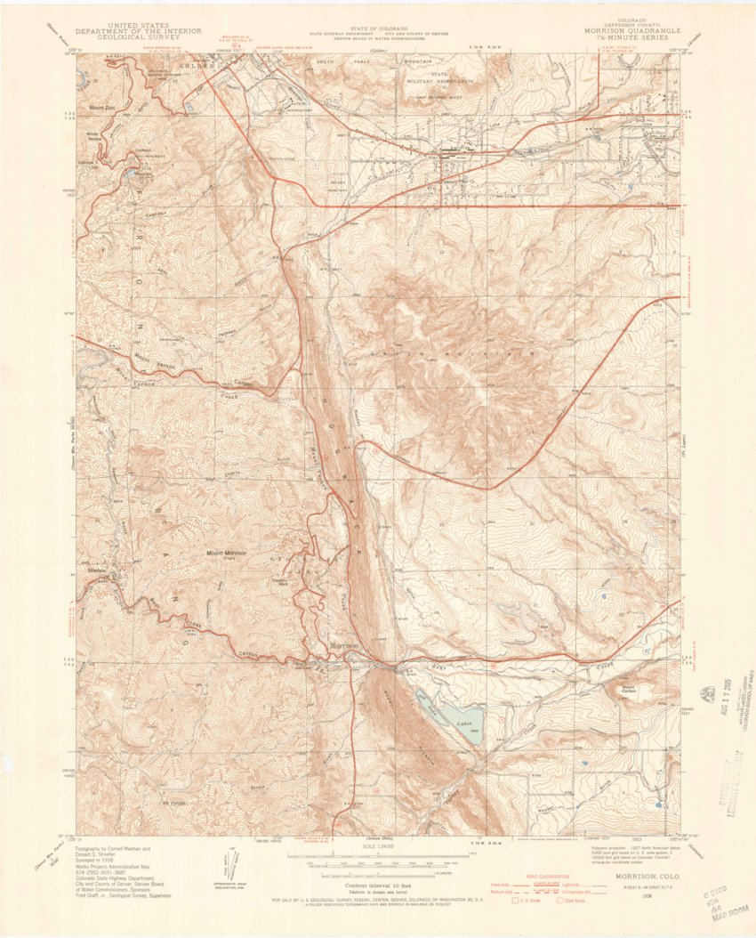 Morrison, CO (1938, 24000-Scale) Map by United States Geological