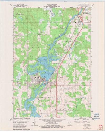 United States Geological Survey Mosinee, WI (1982, 24000-Scale) digital map