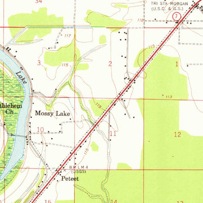 United States Geological Survey Mossy Lake, MS (1961, 62500-Scale) digital map
