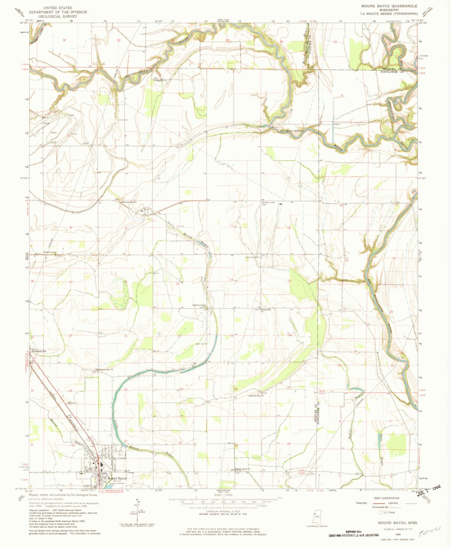 Mound Bayou, MS (1966, 24000Scale) Map by United States Geological