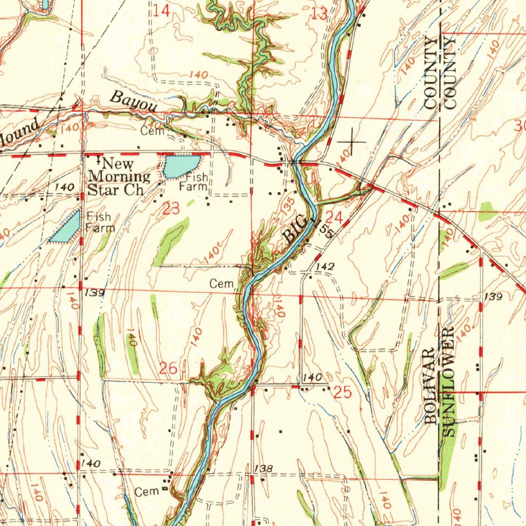 Mound Bayou, MS (1968, 62500Scale) Map by United States Geological