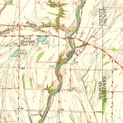 United States Geological Survey Mound Bayou, MS (1968, 62500-Scale) digital map