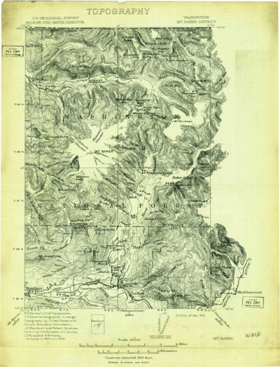 United States Geological Survey Mount Baker, WA (1909, 250000-Scale) digital map