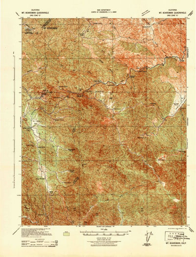 United States Geological Survey Mount Boardman, CA (1942, 62500-Scale) digital map