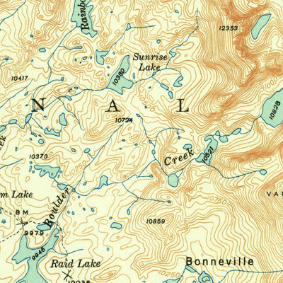 United States Geological Survey Mount Bonneville, WY (1942, 62500-Scale) digital map