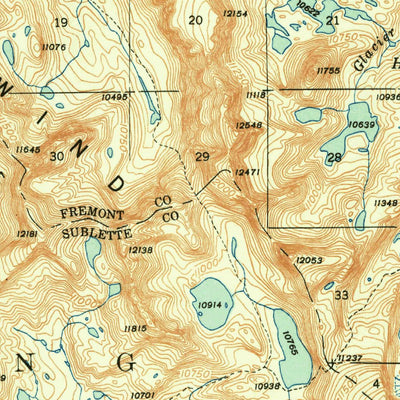 United States Geological Survey Mount Bonneville, WY (1942, 62500-Scale) digital map