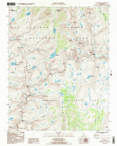 United States Geological Survey Mount Brewer, CA (1993, 24000-Scale) digital map