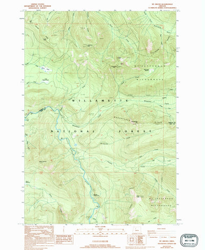 United States Geological Survey Mount Bruno, OR (1988, 24000-Scale) digital map