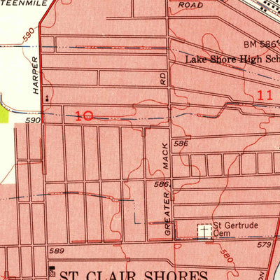 United States Geological Survey Mount Clemens West, MI (1952, 24000-Scale) digital map