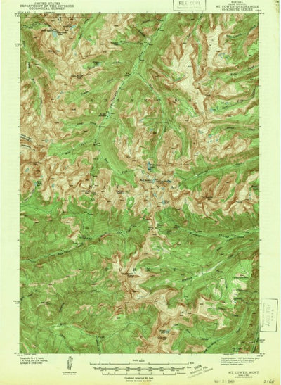 United States Geological Survey Mount Cowen, MT (1943, 62500-Scale) digital map