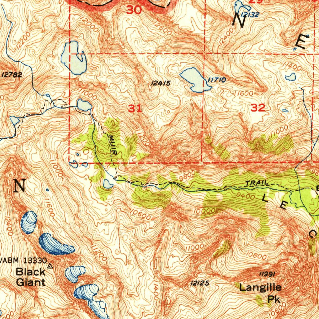 Mount Goddard, CA (1952, 62500-Scale) Map by United States Geological ...