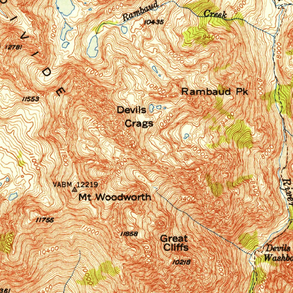 Mount Goddard, CA (1952, 62500-Scale) Map by United States Geological ...