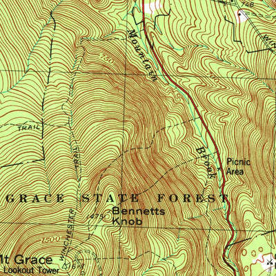 United States Geological Survey Mount Grace, MA-NH (1977, 24000-Scale) digital map
