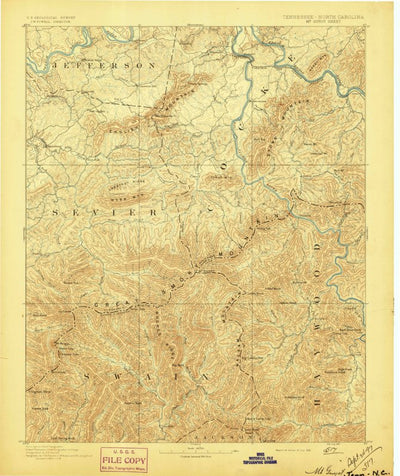United States Geological Survey Mount Guyot, TN-NC (1893, 125000-Scale) digital map