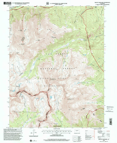 United States Geological Survey Mount Harvard, CO (1994, 24000-Scale) digital map