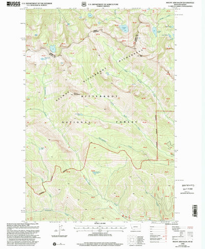 United States Geological Survey Mount Jerusalem, MT-ID (1998, 24000-Scale) digital map