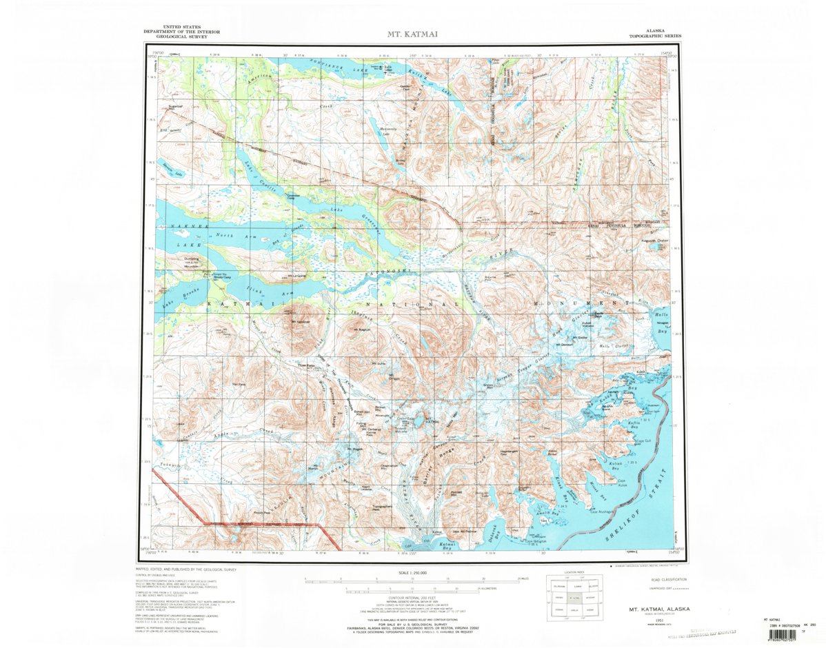 Mount Katmai, AK (1951, 250000-Scale) Map by United States Geological ...