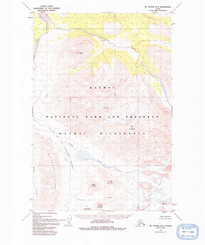 United States Geological Survey Mount Katmai B-4, AK (1951, 63360-Scale) digital map