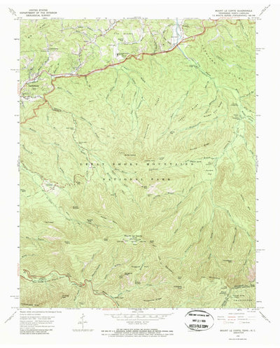 United States Geological Survey Mount Le Conte, TN-NC (1964, 24000-Scale) digital map