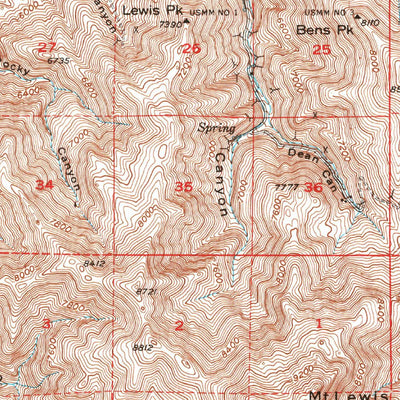 United States Geological Survey Mount Lewis, NV (1949, 62500-Scale) digital map