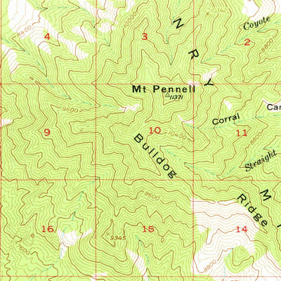 United States Geological Survey Mount Pennell, UT (1953, 62500-Scale) digital map