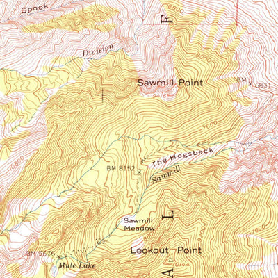 United States Geological Survey Mount Pinchot, CA (1953, 62500-Scale) digital map