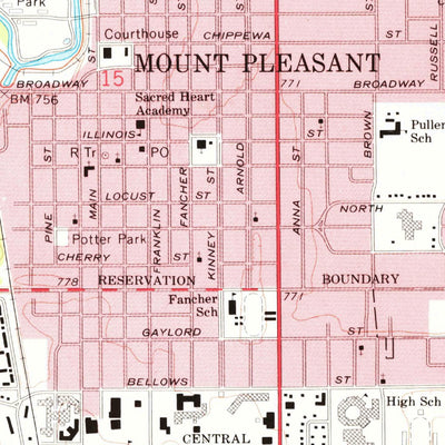 United States Geological Survey Mount Pleasant, MI (1973, 24000-Scale) digital map