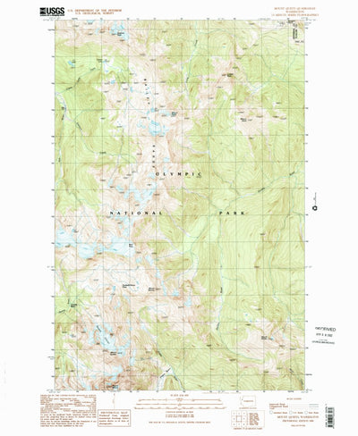 United States Geological Survey Mount Queets, WA (1990, 24000-Scale) digital map