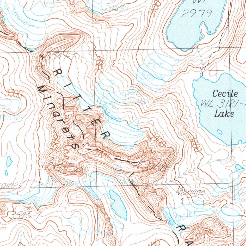 Mount Ritter, CA (1983, 24000-Scale) Map by United States Geological ...