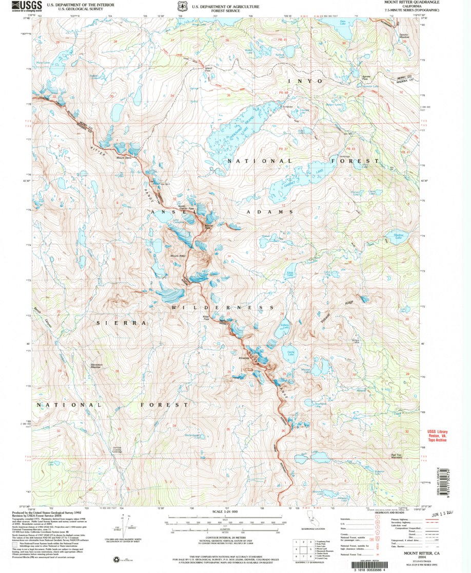 Mount Ritter, CA (2004, 24000-Scale) Map by United States Geological ...