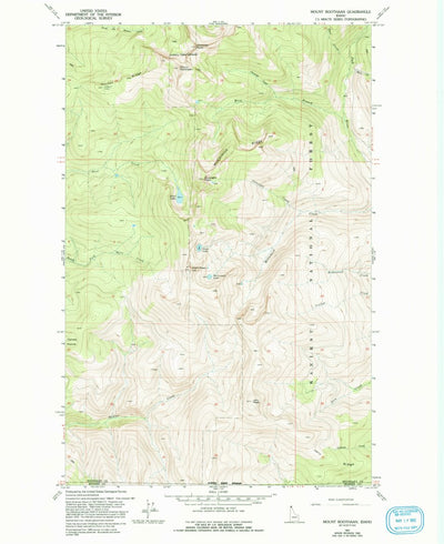 United States Geological Survey Mount Roothaan, ID (1967, 24000-Scale) digital map